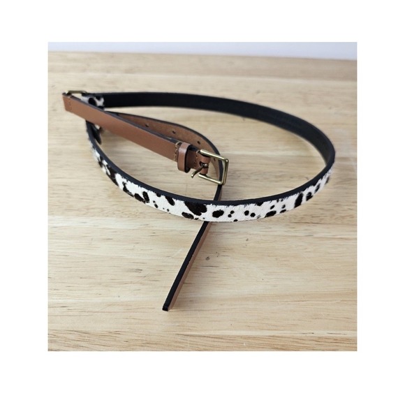 Banana Republic Dyed Calf Hair Faux Leather Brown Skinny Belt Animal‎ Print XS main image 10